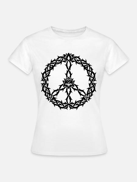 Peacezeichen Dornen Tribal Style - Frauen T-Shirt - Weiß