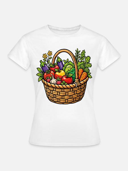 Bio-Gemüsegartenkorb - Frauen T-Shirt - Weiß