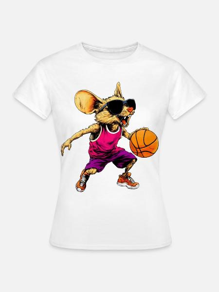 Basketball Mäuschen - Frauen T-Shirt - Weiß