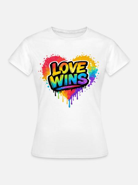 Love Wins Regenbogen Statement für Pride - Frauen T-Shirt - Weiß