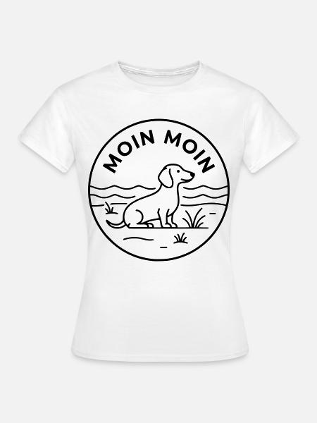 Moin Dackel Meer Badge - Frauen T-Shirt - Weiß