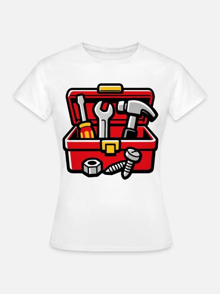 DIY-Werkstatt-Werkzeugkiste - Frauen T-Shirt - Weiß