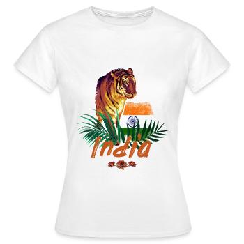 Souvenir de fête du tigre vintage indien avec drapeau - T-shirt Femme - blanc - Devant - AI Model Female 172 dark (172cm)