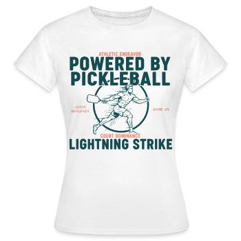 Pickleball angetrieben von Pickleball-Blitzschlag - Frauen T-Shirt - Weiß - Vorne - AI Model Female 172 dark (172cm)