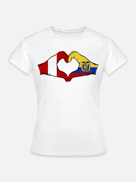 Peru Ecuador Flagge Herz - Frauen T-Shirt - Weiß
