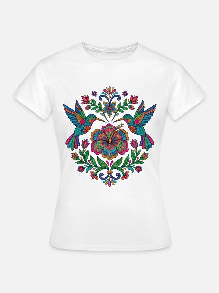 Blumen Alebrije Hummingbird Mexikanisch - Frauen T-Shirt - Weiß