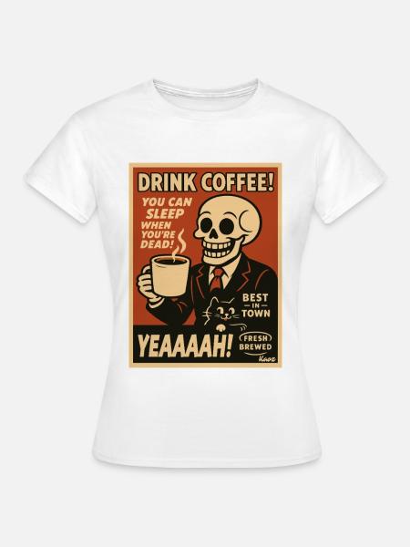 Coffee Skull Retro-Poster - Frauen T-Shirt - Weiß
