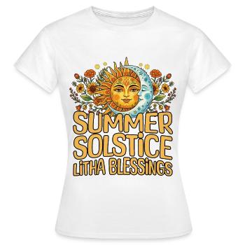 Litha Pagan: Sommersonnenwende, Mittsommer, Mittsommer, Mittsommer. - Frauen T-Shirt - Weiß - Vorne - AI Model Female 172 dark (172cm)