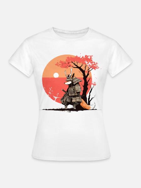 Samurai-Fuchs bei Sonnenuntergang - Frauen T-Shirt - Weiß