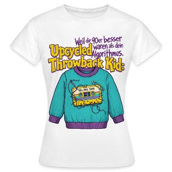 90s Upcycled Throwback Retro Cassette - Women's T-Shirt - white - Front - AI Model Female 172 dark (172cm)