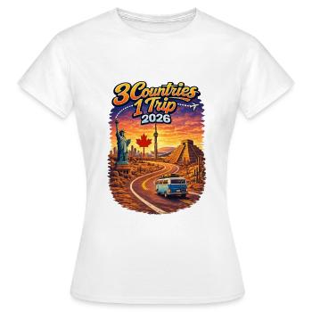 3 pays 1 voyage 2026 - T-shirt Femme - blanc - Devant - AI Model Female 172 dark (172cm)