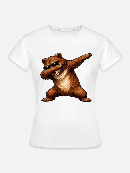 Dabbing Grizzly - Frauen T-Shirt - Weiß