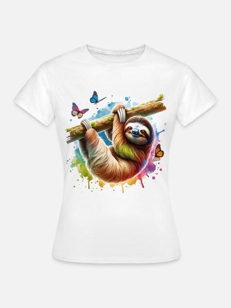 Faultier Motiv - Frauen T-Shirt - Weiß