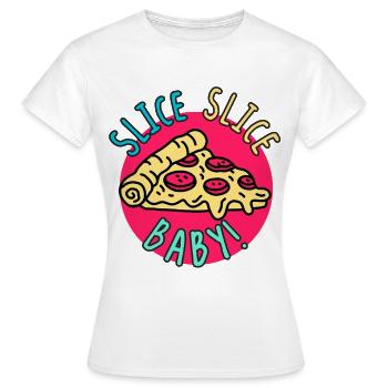 Slice Slice Baby – Retro-Pizza - Frauen T-Shirt - Weiß - Vorne - AI Model Female 172 dark (172cm)