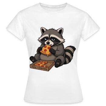 Raccoon nibbles pizza - Women's T-Shirt - white - Front - AI Model Female 172 dark (172cm)