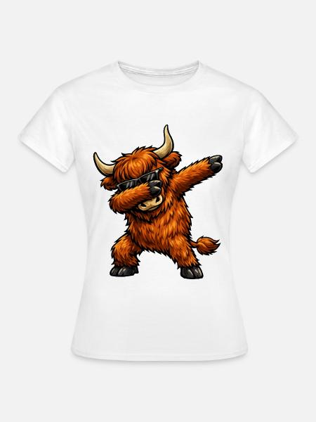 Dabbing Highland Cattle - Frauen T-Shirt - Weiß