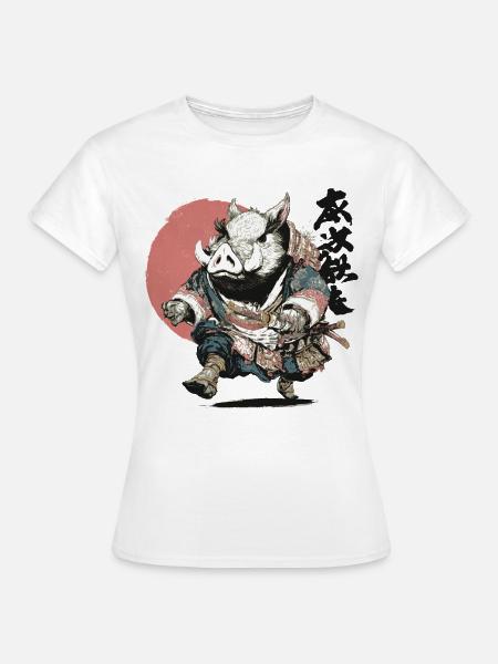 Eber-Samurai in Ukiyo-Rüstung - Frauen T-Shirt - Weiß