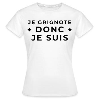 Je Grignote Donc Je Suis - Humour Gourmand - T-shirt Femme - blanc - Devant - AI Model Female 172 dark (172cm)
