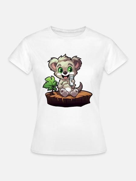 Kleiner Koala am Baumstumpf - Frauen T-Shirt - Weiß
