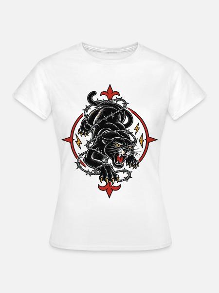 Panthère noire tattoo barbelés agressive - Frauen T-Shirt - Weiß