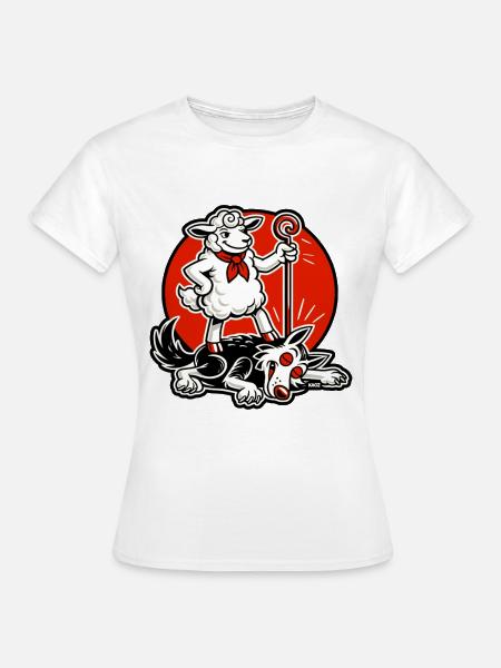 Schafheld mit Gauner - Frauen T-Shirt - Weiß