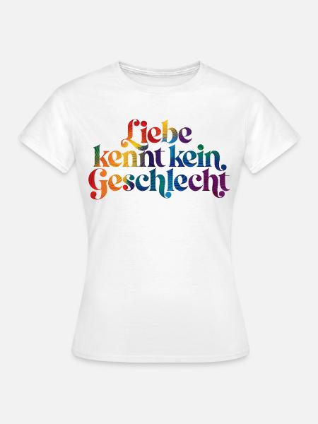 Buntes LGBT Motiv Liebe kennt kein Geschlecht - Frauen T-Shirt - Weiß