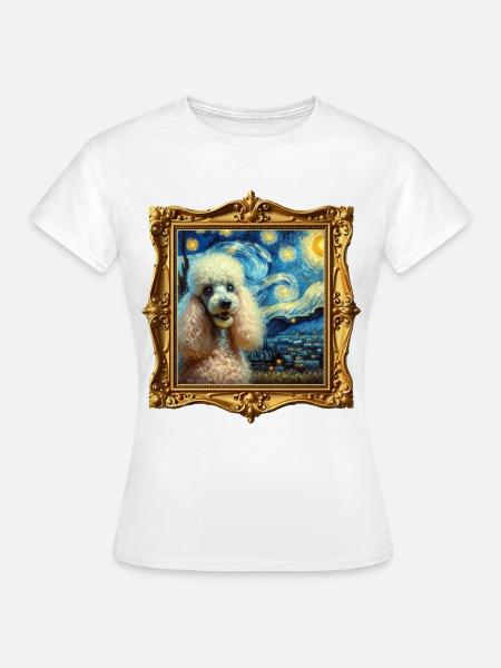 Pudel Starry Night - Frauen T-Shirt - Weiß
