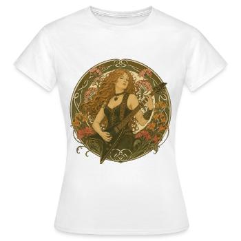 Gitarre im Jugendstil mit Blütenranken - Frauen T-Shirt - Weiß - Vorne - AI Model Female 172 dark (172cm)