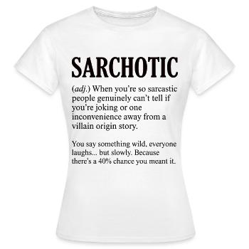 Définition sarcastique drôle : sarcastique - T-shirt Femme - blanc - Devant - AI Model Female 172 dark (172cm)