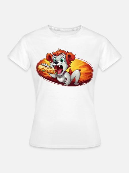 Feuerlicher Pizza-Hund - Frauen T-Shirt - Weiß