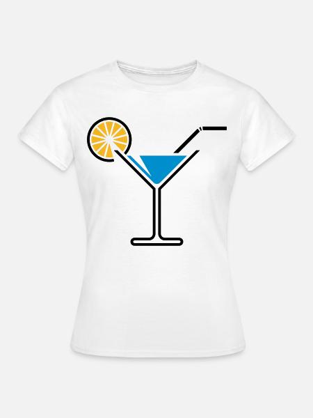 Cocktail / Cocktailglas / Martini + (Hellblau) - Frauen T-Shirt - Weiß