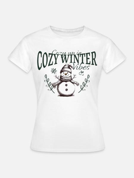 Cozy Winter Vibes Schneemann - Frauen T-Shirt - Weiß