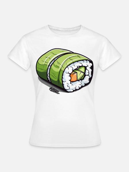 Smaragdgrüne Sushi-Rolle - Frauen T-Shirt - Weiß