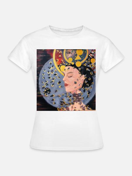 Die goldene Träumerin - Modernes Porträt - Frauen T-Shirt - Weiß