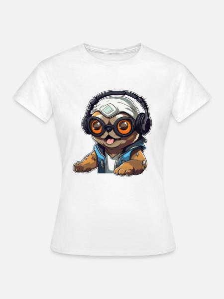 Gamer-Panda mit Headset - Frauen T-Shirt - Weiß