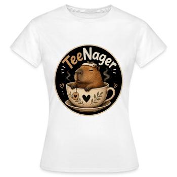 TeeNager joue de mots avec des capybaras - T-shirt Femme - blanc - Devant - AI Model Female 172 dark (172cm)