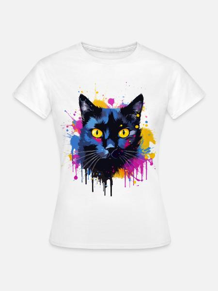 Bunte Bombay-Katzengesicht-Splash-Kunst - Frauen T-Shirt - Weiß