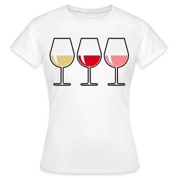 Vin blanc Vin rouge Vin rosé (vin / ventre / aussi) - T-shirt Femme - blanc - Devant - AI Model Female 172 dark (172cm)
