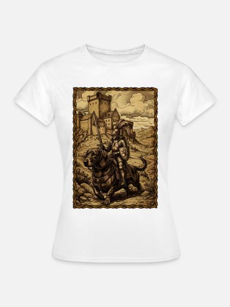Mittelalterlicher Ritter auf Dackel Ren Faire - Frauen T-Shirt - Weiß