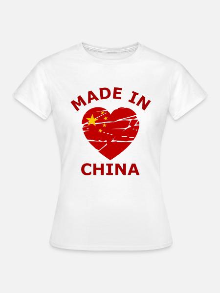 Rotes Herz Made in China - Frauen T-Shirt - Weiß