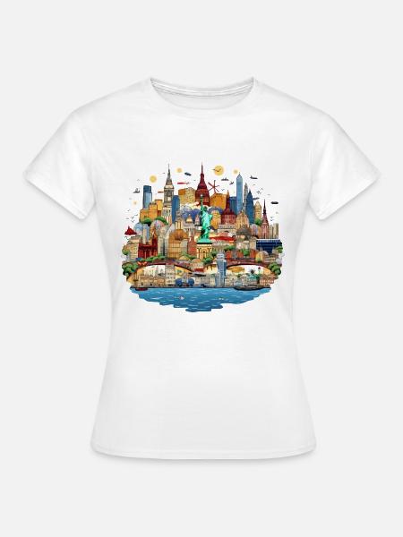 Weltstadt Skyline Kollage - Frauen T-Shirt - Weiß