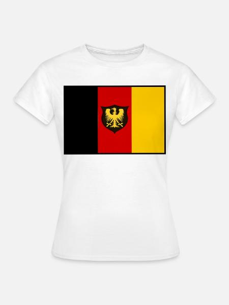 Adlerflagge SchwarzRotGold Shield - Frauen T-Shirt - Weiß