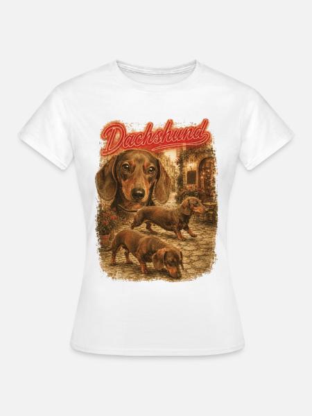 Dackel-Bootleg-Retro-Hund - Frauen T-Shirt - Weiß
