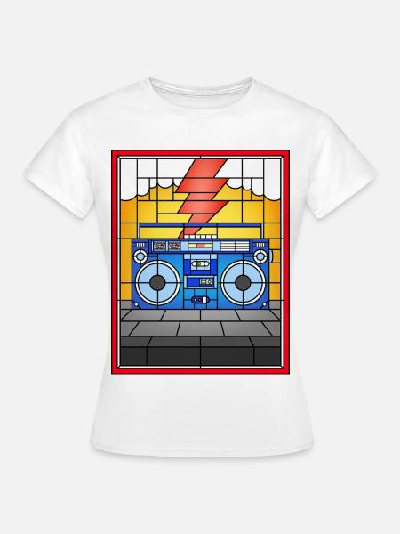 Buntglas-Boombox-Illustration - Frauen T-Shirt - Weiß