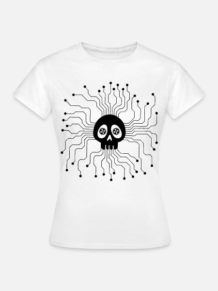 Mikroprozessor-Schädel (Schwarz) - Frauen T-Shirt - Weiß