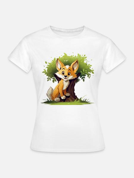 Fröhlicher Fuchs im Waldbaum - Frauen T-Shirt - Weiß