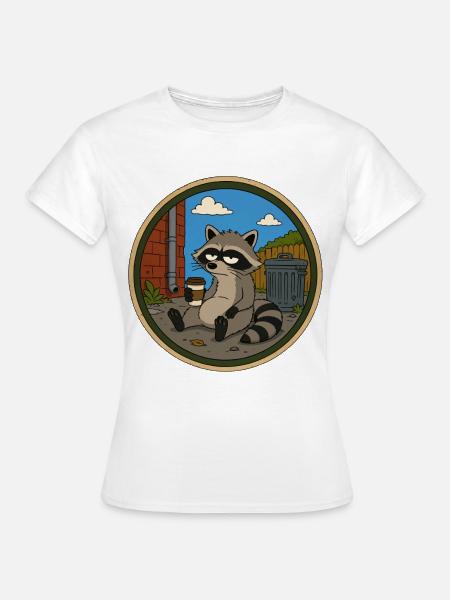Waschbär in der Kaffeepause - Frauen T-Shirt - Weiß
