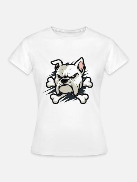 Wütende Bulldogge mit Knochen - Frauen T-Shirt - Weiß