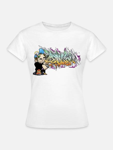 Graffiti Figur mit urbaner Letterkunst - Frauen T-Shirt - Weiß