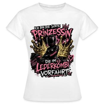 Prinzessin der Lederkombi – Motorrad Queen - Frauen T-Shirt - Weiß - Vorne - AI Model Female 172 dark (172cm)